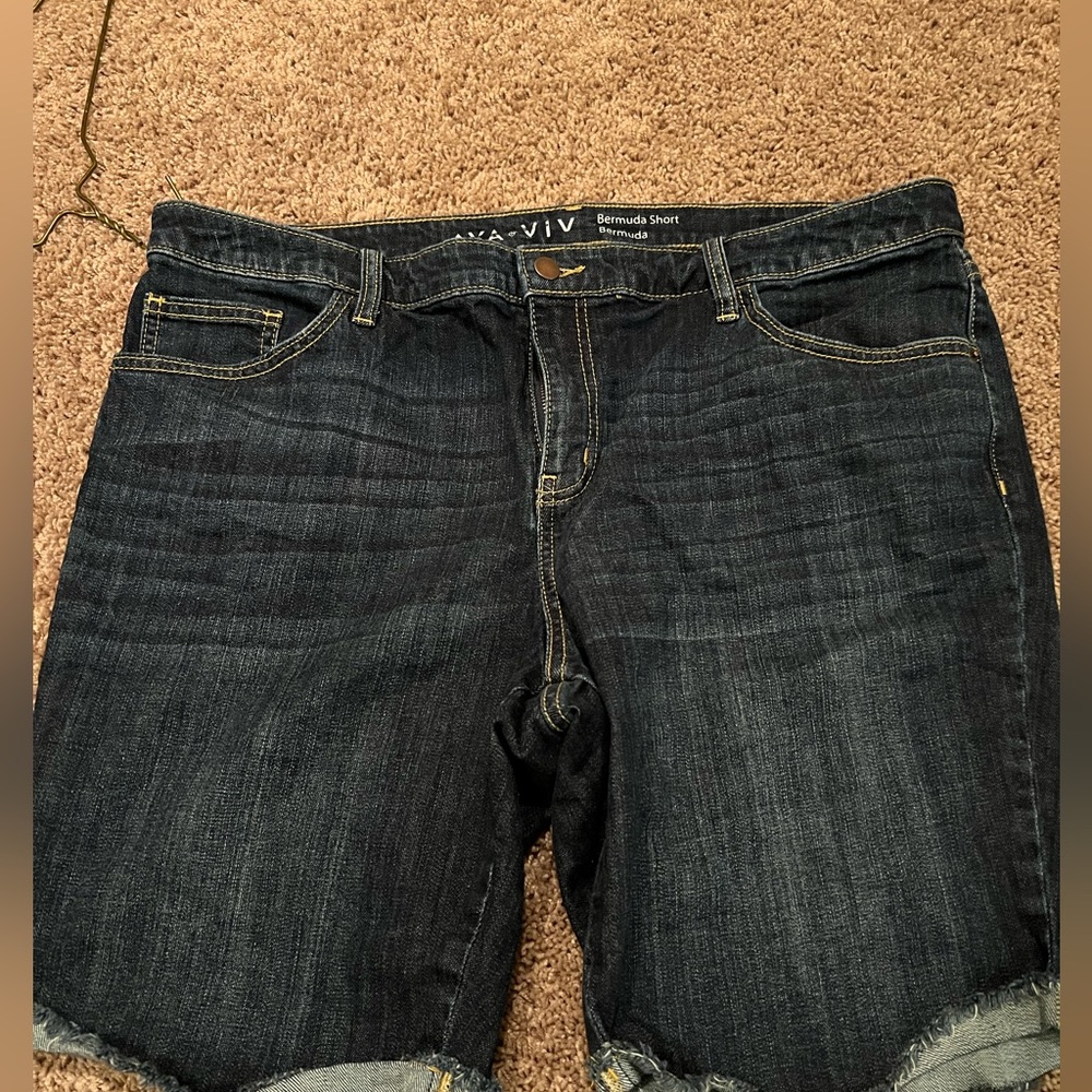 Ava & Viv Dark Denim Bermuda Shorts size 20W